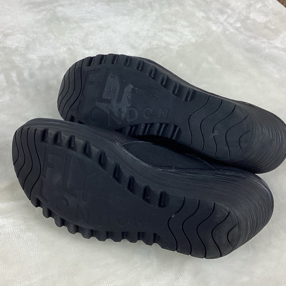 Fly London Black Leather Wedges - Picture 4 of 13